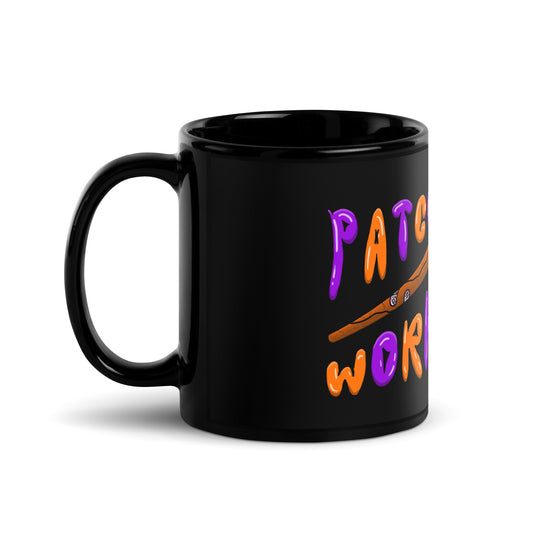 Patch Work Black Glossy Mug